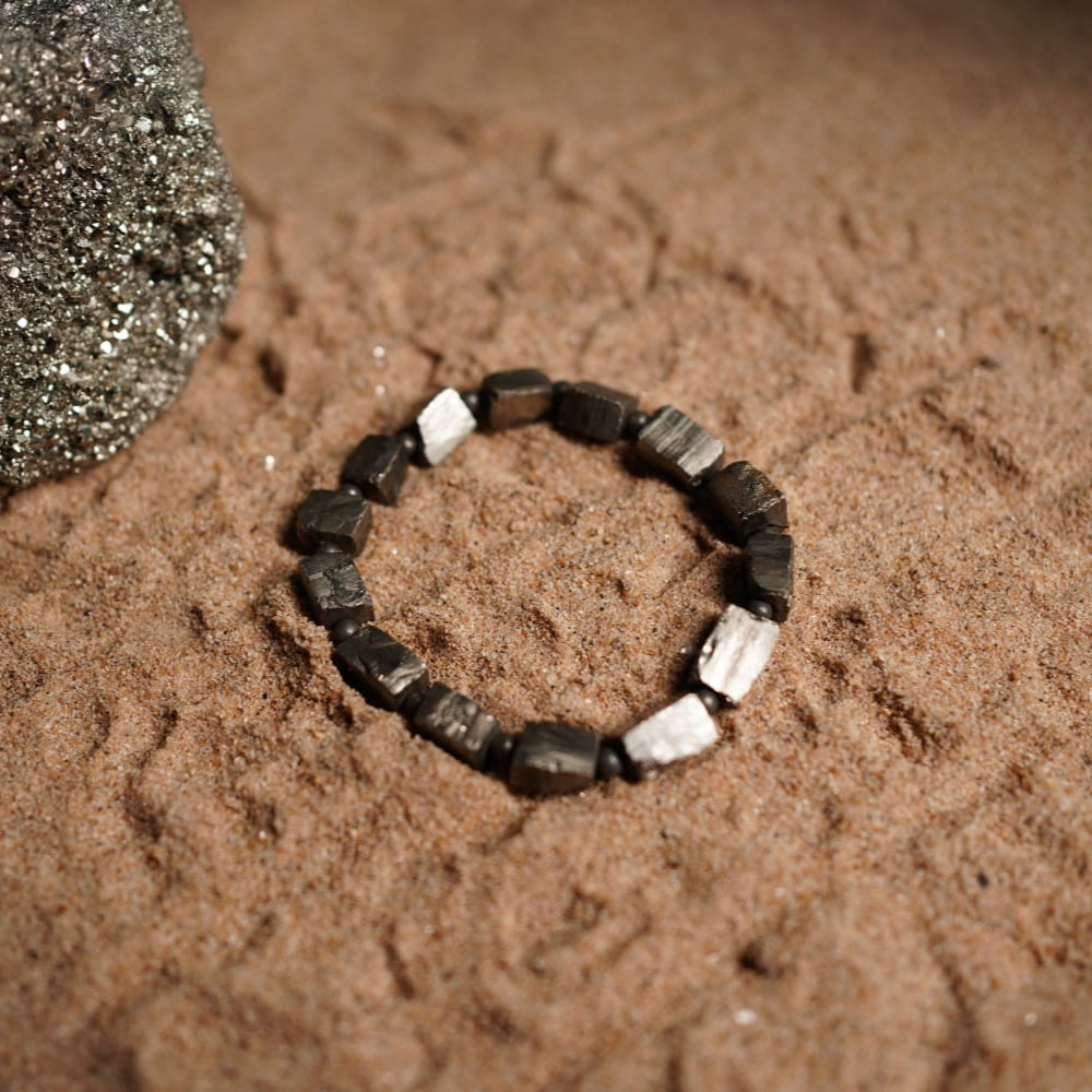 Pyrite Cube Bracelet – Wealth, Protection & Confidence