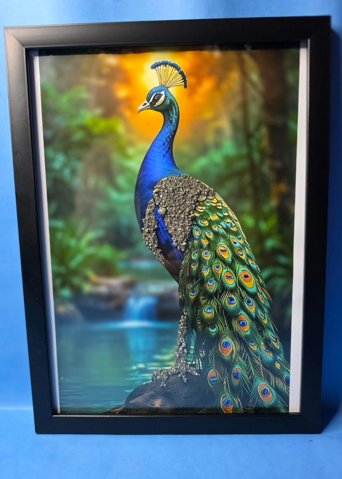 Peacock Frame in Pyrite – Beauty, Prosperity & Positive Energy