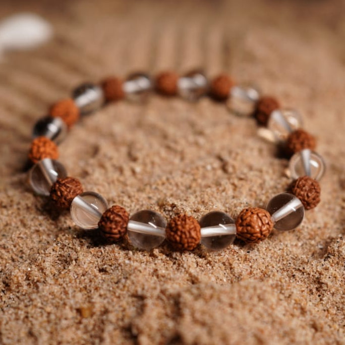 Clear Quartz with Rudraksh Bracelet – Clarity, Protection & Spiritual Growth