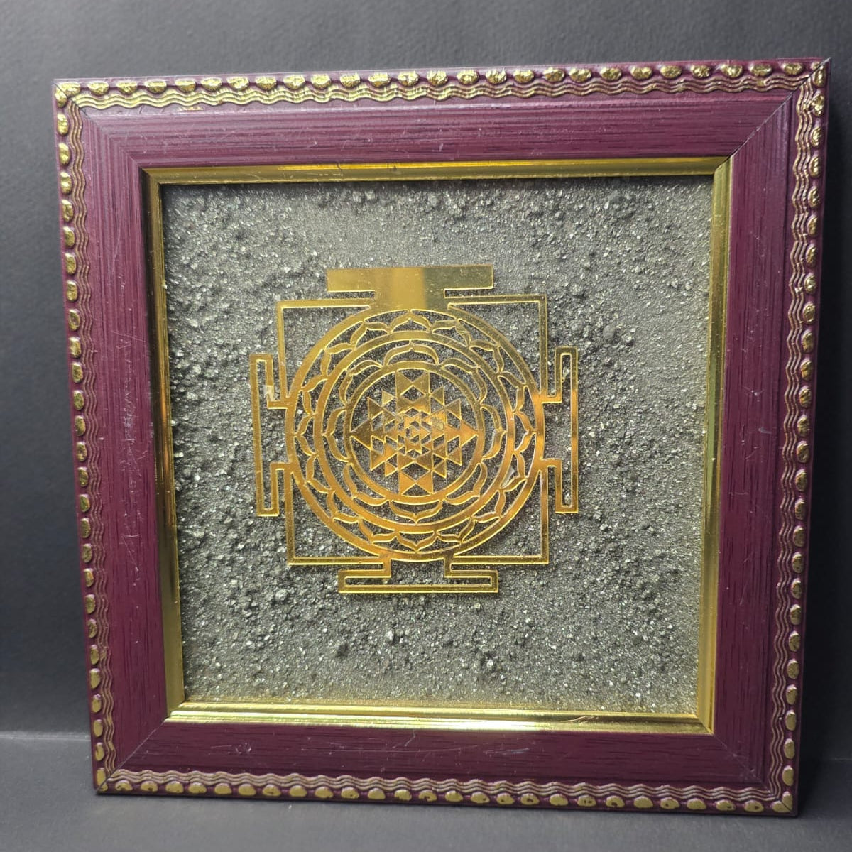 Shree Yantra Frame in Pyrite – Divine Wealth, Harmony & Spiritual Energy