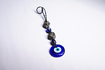 Pyrite Cluster with Evil Eye Hanging
