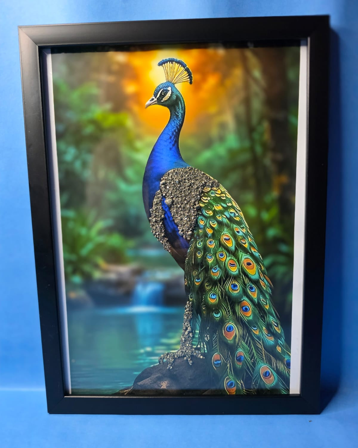 Peacock Frame in Pyrite – Beauty, Prosperity & Positive Energy