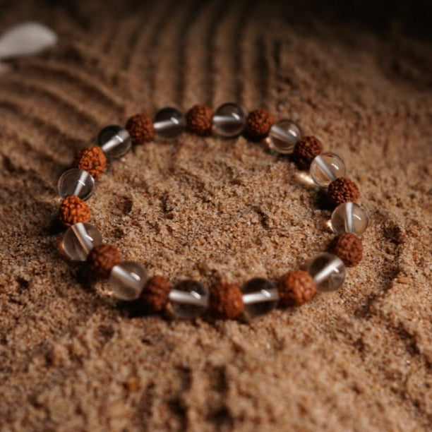 Clear Quartz with Rudraksh Bracelet – Clarity, Protection & Spiritual Growth
