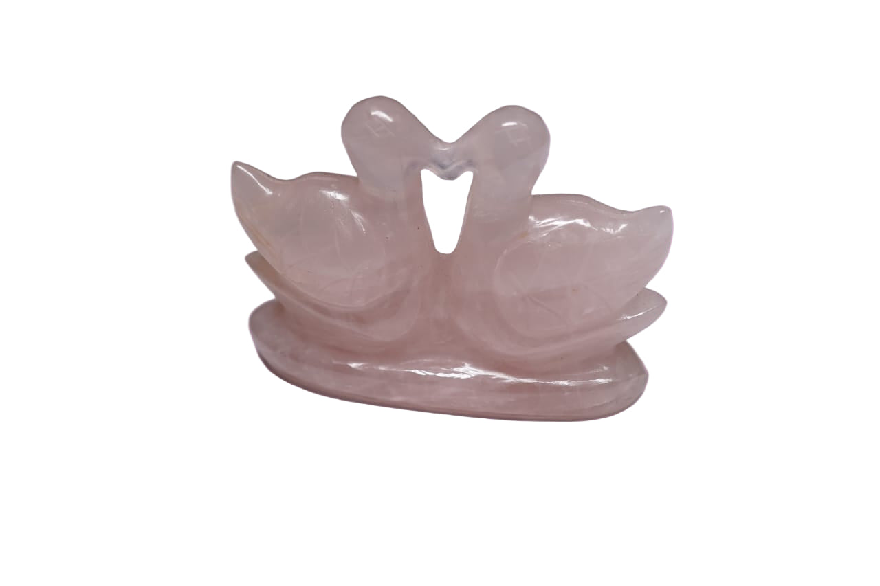 🦆💖 Rose Quartz Duck Pair – Symbol of Love, Harmony & Togetherness