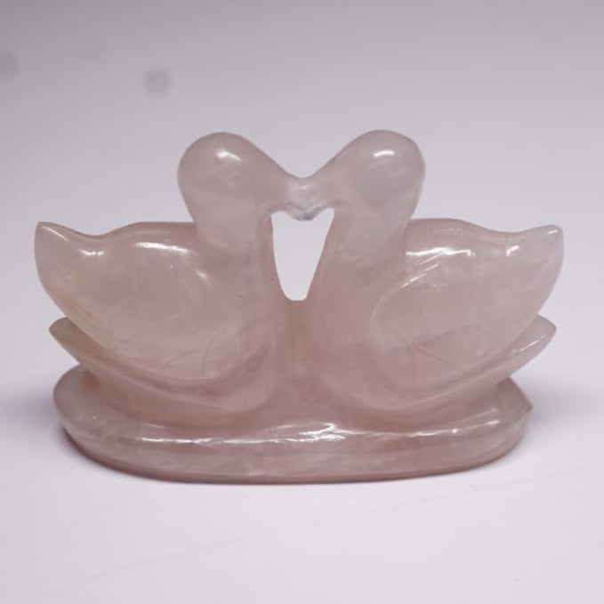 🦆💖 Rose Quartz Duck Pair – Symbol of Love, Harmony & Togetherness