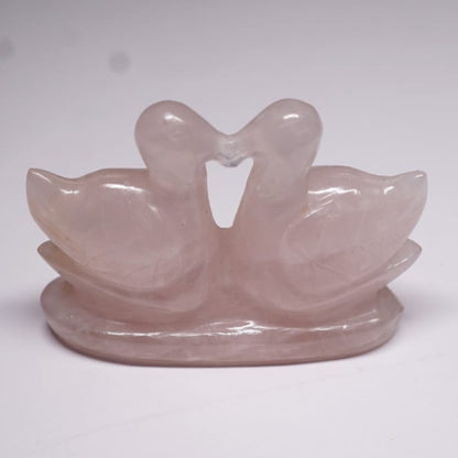 🦆💖 Rose Quartz Duck Pair – Symbol of Love, Harmony & Togetherness