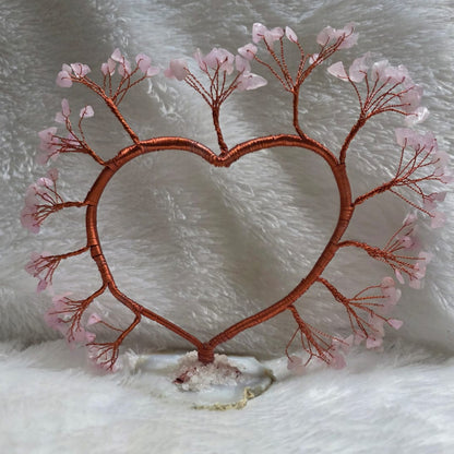 🌸💗 Rose Quartz Heart-Shaped Tree – Symbol of Love & Harmony