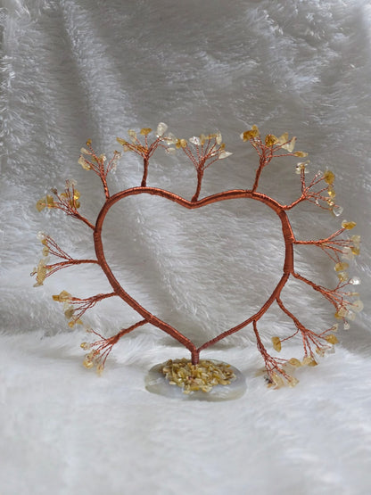 💛🌳 Citrine Heart-Shaped Tree – Wealth, Success & Positivity