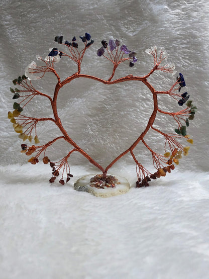 🌈💖 7 Chakra Heart-Shaped Tree – Balance, Healing & Positive Energy